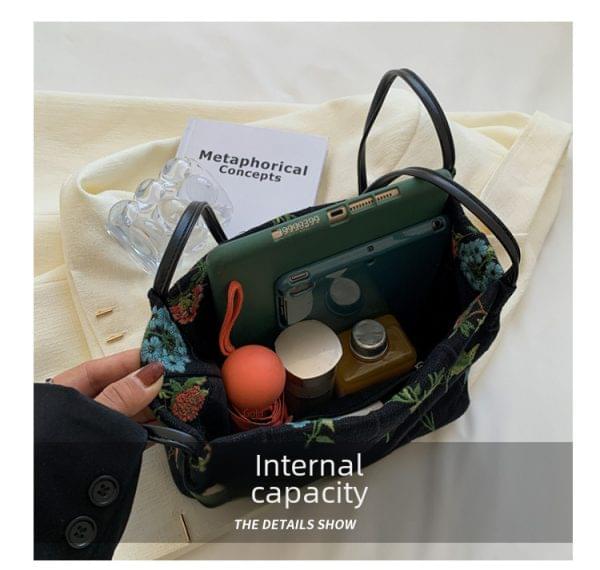 Black Embroidered Bag - Image 7